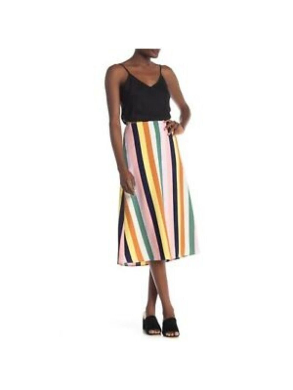 ELODIE Stripe Midi Skirt